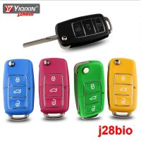 YIQIXIN 3กุญแจารีโมทสองปุ่มโปโล Beetle ที่นั่ง Jetta Skoda กอล์ฟ Passat Bora Octavia รถรีโมทปลอกซองใส่กุญแจ J28bio พับได้