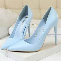 Comemore 2022 Woman Sexy 10.5Cm High Heels Womens Sexy Shoes Luxury Female Blue Pink Yellow Stiletto Wedding Designed Pumps 43