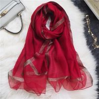 Hot sell Silk scarves shawls long red tourism middle-aged female age season joker mother thin silk fabric scarf