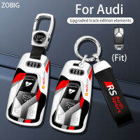 ZOBIG เปลือกเคสกุญแจรถยนต์ปกสำหรับ Audi ที่ห้อยกุญแจ ABS สไตล์รถแข่งพร้อมพวงกุญแจเหมาะสำหรับรถ Audi A4 A5 Q5 Q7 TT TTS S4 S5 RS4กุญแจรีโมทคอนโทรลแบบดั้งเดิม