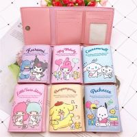 COD KKW MALL Sanrio Wallet for Women Hello Kitty Kuromi Kawaii Pattern Short Wallet Fashion PU Multifunction Coin Purse Girls Clutch Bag