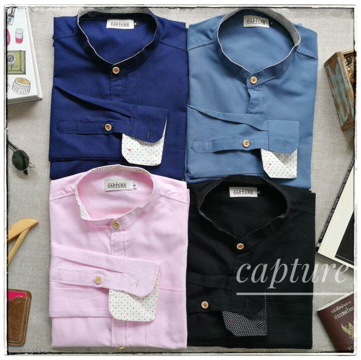 capture-shirt-เสื้อเชิ้ตผู้ชาย-แขนยาวคอจีน-สีเทาอากาศ-มีถึงอก-48-นิ้ว