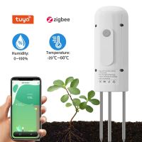 Tuya Zigbee เครื่องตรวจสอบพืชเครื่องวัดความชื้นและอุณหภูมิเครื่องวัดความชื้นของดินไร้สายเครื่องตรวจจับ IP67กันน้ำสำหรับปลูกในสวน