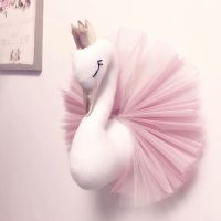 Baby Girl Room Decor Plush Animal Head Swan Wall Home Decoration Baby Stuffed Toys Girls Bedroom Accessories Kids Child Gift