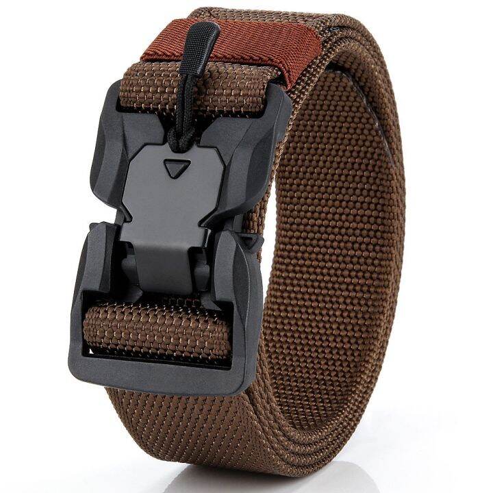 leisure-magnetic-automatic-nylon-commando-army-tactical-canvas-belt-buckle-multi-function-male-fan-labor-pants-belt