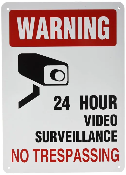 No Trespassing Video Surveillance Sign, Warning For 24 Hour CCTV ...