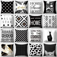 ✗™ Black And White Series Sofa Pillowcases Blue abstract pattern Cushion Covers For Home Decoration