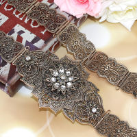 Sunspicems Old Gold Color Moroccan Belt for Woemn Traditional European Wedding Jewelry Waist Link Chain