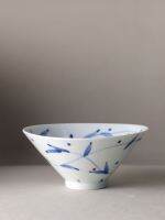 Handmade Ceramic Bowls 5.5 Inch Floral Printed Under Glazed Porcelain Simple Japan Retro Style 350ML Food Container