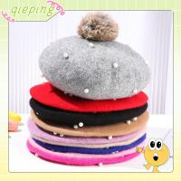 QIEPING แฟชั่น อบอุ่น มีพู่ วินเทจ หมวกจิตรกร หมวกศิลปินฝรั่งเศส ไข่มุก Kids Beret Hat