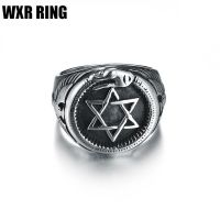 WXR RING ใหม่บุคลิกภาพเงินหกเหลี่ยมพังก์แหวนรถจักรยานยนต์อิสราเอลยิวเครื่องประดับสำหรับผู้ชายแหวน