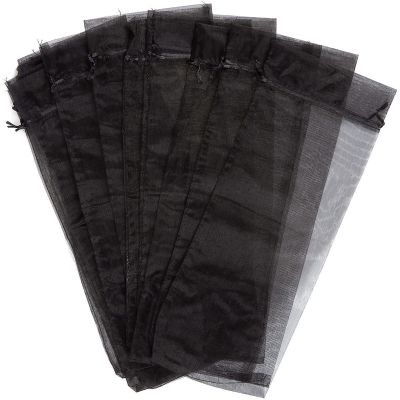 30Pcs Black Organza Wine Bottle Bags, Sheer Mesh Bottle Gift Pouches Wine Covers Dresses with Drawstring for Halloween