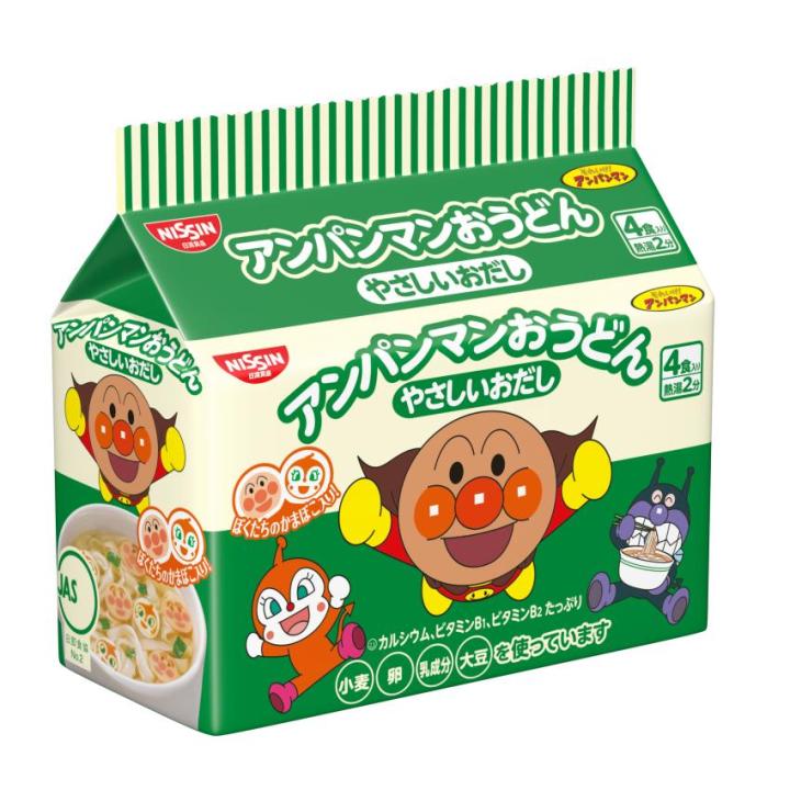 Nissin Anpanman Udon นิชชิน มาม่าอันปังแมน มาม่าญี่ปุ่น ถุงสีเขียว เส้นใหญ่ รสอุด้ง (แพ็ค 4 ถุง) สินค้านำเข้า สินค้าญี่ปุ่น