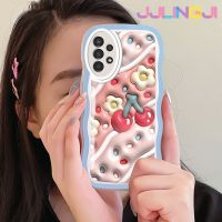 Jlingji เคส A04s A13กาแลคซีปลอกสำหรับ Samsung 5G เคสแฟชั่นลาย3D ดอกไม้เชอร์รี่ดีไซน์ใหม่สีลูกคลื่นนุ่มเคสมือถือกันกระแทกแบบใสเก๋ไก๋เคสโปร่งใสลายกล้องถ่ายรูปซิลิกาเจลป้องกัน