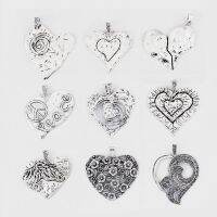 2Pcs Tibetan Silver Hammered Large Abstract Spiral Heart Angle Wings Charms Pendant For DIY Necklace Jewelry Making Supplies