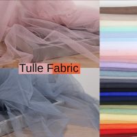 ﹍♝ Tulle Fabric By The Meter for Sewing Clothes Soft Lace Gauze Wedding Dresses Plain Thin Mesh Cloth Black White Exquisite Red Diy