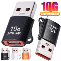 10Gbps 240W USB OTG To Type C อะแดปเตอร์ถ่ายโอนข้อมูลประเภท C ตัวเมียเป็นตัวผู้ USB ตัวแปลงแบบรวดเร็วอะแดปเตอร์สำหรับแล็ปท็อป Samsung Macbook