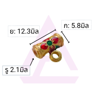 CJ-Beads ปล้องห่วงข้างทองเหลืองไมครอน ลายดอกพิกุล ลงยา รหัส BR49 ขนาด 5.8มิล แพ็ค 1 ชิ้น