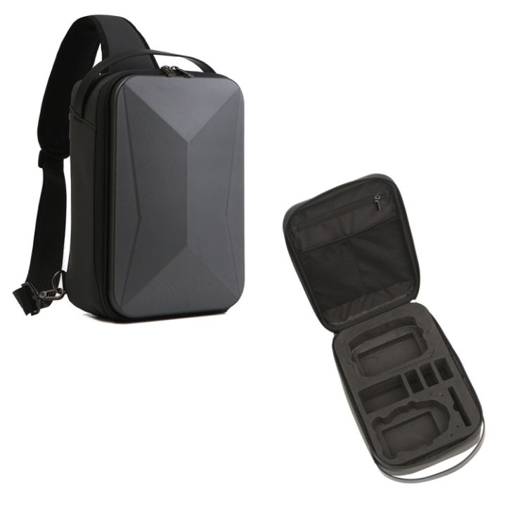 PLZ สำหรับ DJI Mini 3 / Mini 3 Pro เปลือกแข็ง Kotak Penyimpanan Tas กระเป๋าคาดหน้าอก M3-010กระเป๋าหิ้วกระเป๋าสะพายไหล่ (สีเทาเข้ม)/M3-010 (เงิน)