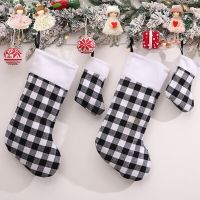 2022 Navidad Christmas Stocking Xmas Plaid Sock 2023 New Year Gifts Candy Bag Christmas Decorations for Home Noel Deco Ornaments Socks Tights