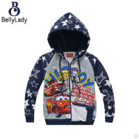 Boys Hooded Jacket Cartoon Printing Long Sleeves Zipper Jacket Kids Outerwear For 3-8 Years Old Kids【fast】