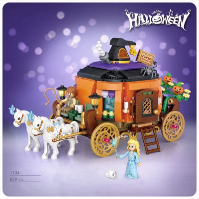 creative fairy tale Halloween FatTonny mini block assembly build brick witch Coachman figures streetscape toy for girl gifts
