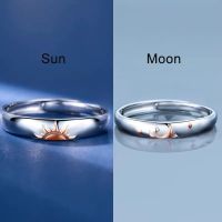 {BUSA Fashion Accessories} Sun Moon Lover แหวนคู่แหวนเปิดง่ายสำหรับคู่ผู้ชายผู้หญิงงานแต่งงานหมั้นสัญญาวาเลนไทน์39; S Day เครื่องประดับ