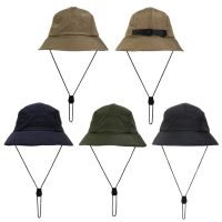 หมวก Topi Bucket กันแดดพับได้สำหรับผู้ชายและผู้หญิงหมวกสายดึงปรับได้สำหรับตกปลาชายหาดปีนเขาปีนเขาหมวกใส่ตกปลา