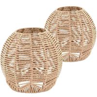 Set 2 Boho Basket Imitation Rattan Lampshade Accessory Creative Small Lights Cover Adornment Rope Household Miss