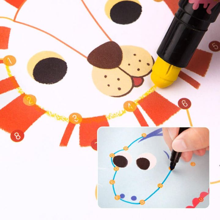 สมุดลากเส้นระบายสี-my-first-dot-to-dot-ภาพระบายสีตามตัวเลข-สำหรับฝึกทักษะด้านศิลปะเด็ก-สมุดระบายสี