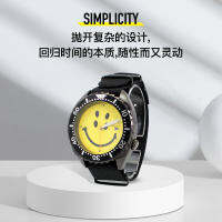 นาฬิกาควอตซ์หน้ายิ้มรุ่นเดียวกัน นักเรียนสร้างสรรค์ Happy Smiley Watch นาฬิกาคู่สายไนลอน