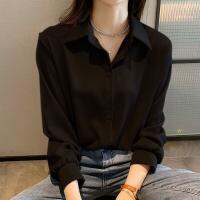 ?-✱ womens spring and autumn 2022 large loose long sleeve top professional temperament black formal