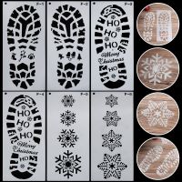 Craft Floor Decor Footprints Wall Window Graffiti Drawing Tool Painting Template Cute Snowman Christmas Style Stencil Rulers  Stencils