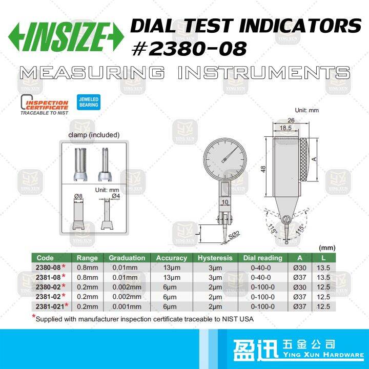 Insize Dial Test Indicators 2380 08 Lazada