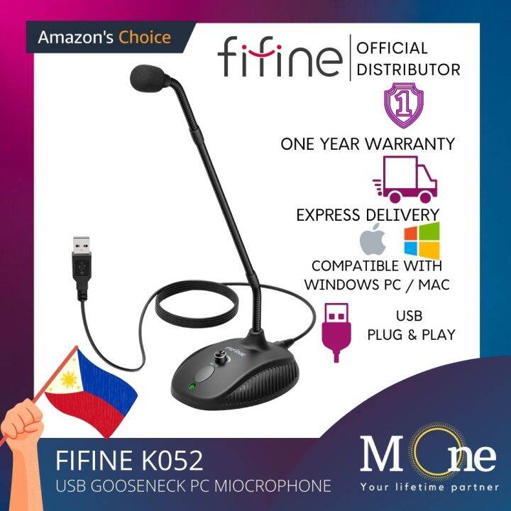 Fifine K052 Gooseneck Microphone Mute Button USB Microphone for PC ...