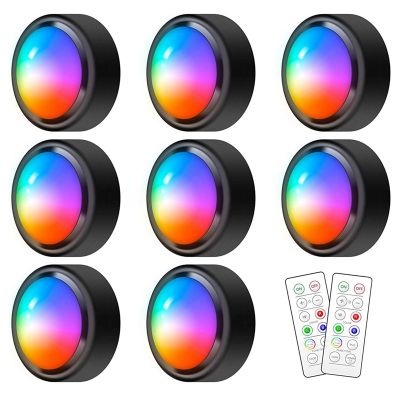 16 Colors RGB LED Under Cabinet Lights Wireless Battery Operated Puck Lights for Closet,Bedroom