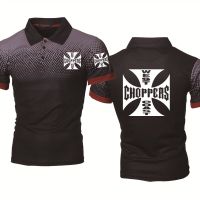 เสื้อโปโล West Coast Choppers ไล่ระดับสีแบบผ้าฝ้ายแขนสั้น2022สำหรับฤดูร้อน