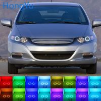 ไฟหน้า Rgb หลายสีแอลอีดีดวงตานางฟ้าแหวนเฮโล Drl Rf รีโมทคอนโทรลสำหรับ Honda Insight 2010 2015อุปกรณ์เสริม