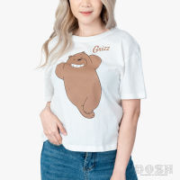 DOSH WOMENS CROPPED T-SHIRTS WE BARE BEARS เสื้อยืดทรงครอปหลวม ผู้หญิงFBBWT1032-OW