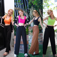 ? SpinnyHouse ? ชุดเซ็ท Set2ชิ้น เสื้อยืด ✅ CROPTOP + กางเกงขายาว ผ้าร่องทิ้งตัว เซตนี้คือดือม้าก รุ่น กางเกงมิ้ว + bra