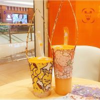 【hot】 YES Cartoon Eco-Friendly Beverage Cup Cover Canvas Tote Hand-Cranked Drink Handbag ！