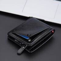 Mens Leather Wallet Small Purse With Zipper Coin Pocket Short Mans Card Holder Wallets Cartera Hombre Slim Money Wallet For Men