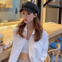 Foux Newsboy Caps Women Summer Autumn Spring Striped Thin Adjustable Rope Octagonal Baker Boy Painter Hat Korea Japanese Style