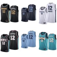 Nbaภาษาอังกฤษ Grizzlies No. 12 Morant เสื้อกั๊กสำหรับทั้งหญิงและชายสีดำทองย้อนยุคสีดำร้อนชุดกีฬาบาสเกตบอลชุดกีฬาบาสเกตบอล