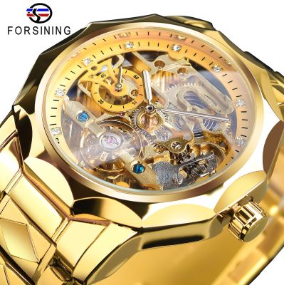 ⌚Forsiling นาฬิกาข้อมือกลไกผู้ชาย Tourbillion ดีไซน์นาฬิกาข้อมือผู้ชายกันน้ำนาฬิกาสไตล์ธุรกิจสีเงิน