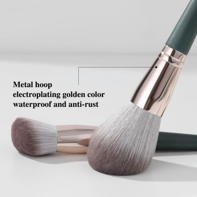 XINYAN 14pcs Makeup Brushes Set Eyeshadow Powder Green Matte Wood Handle Concealer Cosmetic Eyebrow Beauty Tool