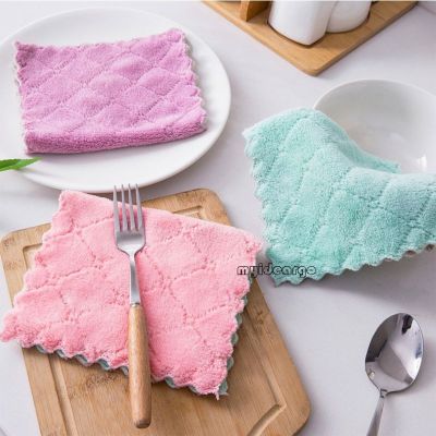 Kitchen cleaning dishwashing rag non-stick wash dishcloth double-sided soft fleece absorbent rag