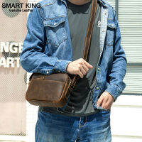 Smart King ใหม่ Retro Messenger กระเป๋าสำหรับผู้ชาย Grazy Horse หนัง Casual All-Match Crossbody กระเป๋ามัลติฟังก์ชั่ IPAD Bag