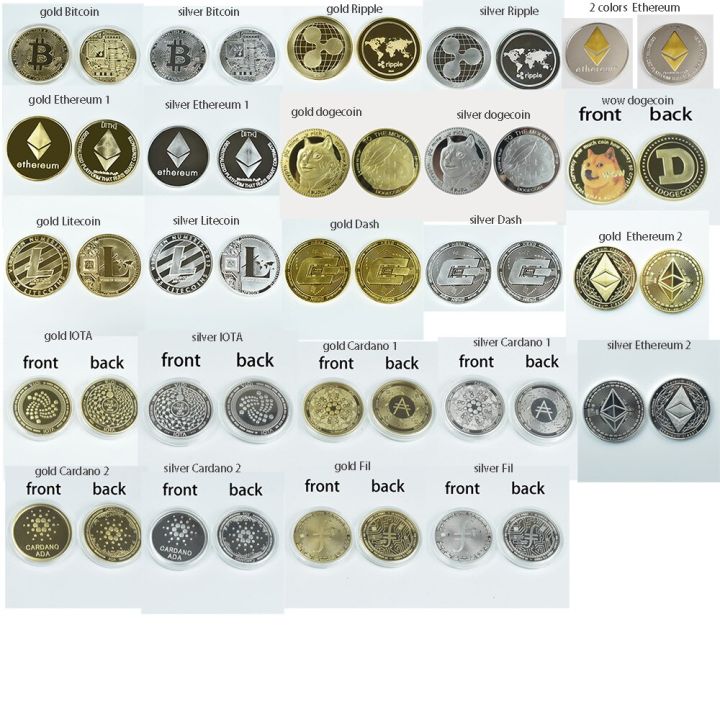 40mm-เหรียญ-bitcoin-ชุบทอง-btc-xrp-ltc-eth-doge-cardano-iota-fil-โลหะ-cryptocurrency-เหรียญกับเคสโปร่งใส