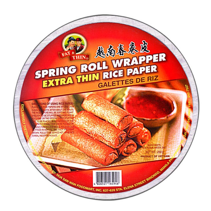 FAT&THIN SPRING ROLL WRAPPER RICE PAPER 250G (U)